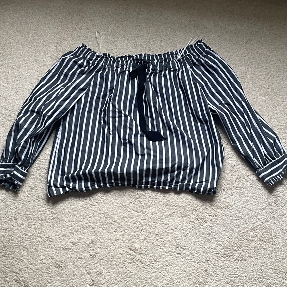 J.Crew Striped Off Shoulder Top